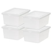 IRIS 15 Qt Clear Storage Box, Plastic Stackable Bin with Lid, 4Pk