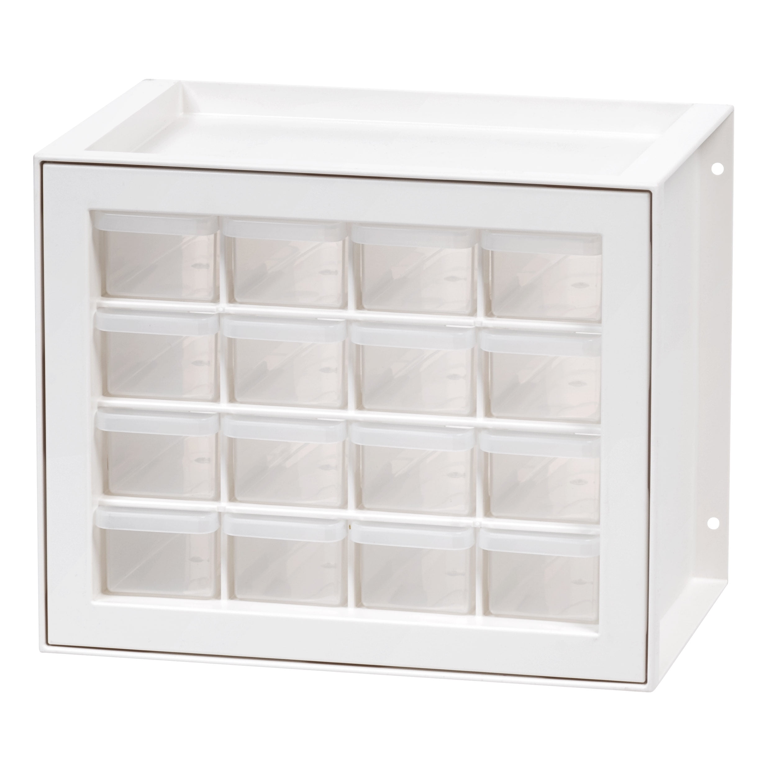 IRIS 16 Drawer Stackable Storage Cabinet for Hardware Crafts, White - Small Organizer Utility Chest