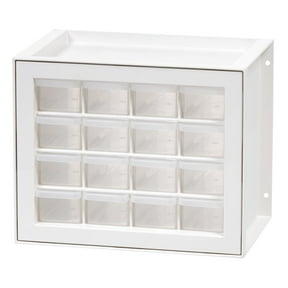 IRIS 16 Drawer Stackable Storage Cabinet for Hardware Crafts, White - Small Organizer Utility Chest
