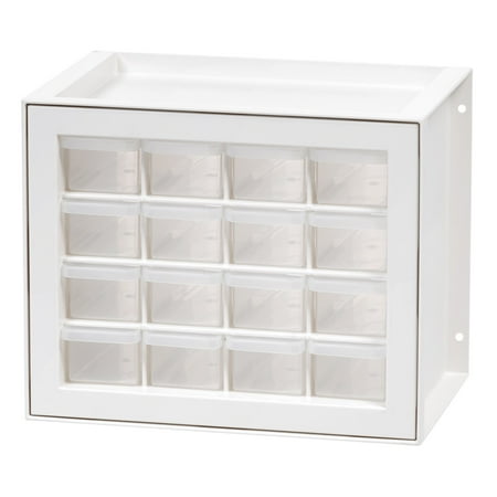 IRIS 16 Drawer Stackable Storage Cabinet for Hardware Crafts, White - Small Organizer Utility Chest