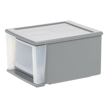 IRIS 17 Qt Medium Plastic Drawers, Under Bed Storage Bins, Stackable, Modular, Gray
