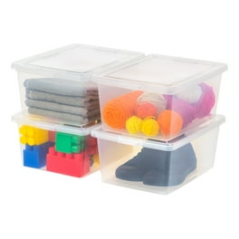 Clear 105 Qt Plastic Storage Containers Box Stackable Tote Bin with Lid  4pack