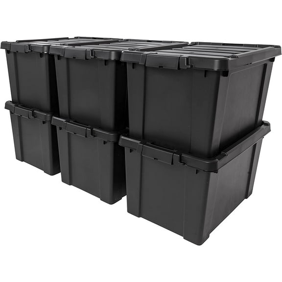 IRIS USA 19 Gal. Plastic Storage Bins with Lids, Latching Totes, Heavy Duty Containers, 6 Pack