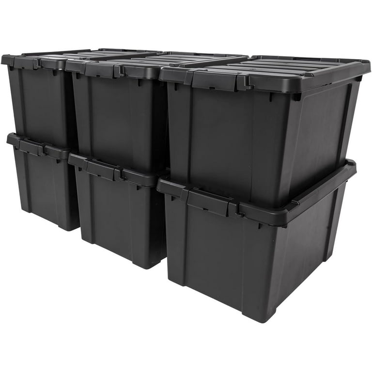 IRIS USA 19 Gallon Lockable Storage Totes with Lids, 6 Pack - Black,  Heavy-Duty Durable Stackable Containers, Large Garage Organizing Bins  Moving Tubs, Rugged Sturdy Equipment Utility Tool Box - Walmart.com