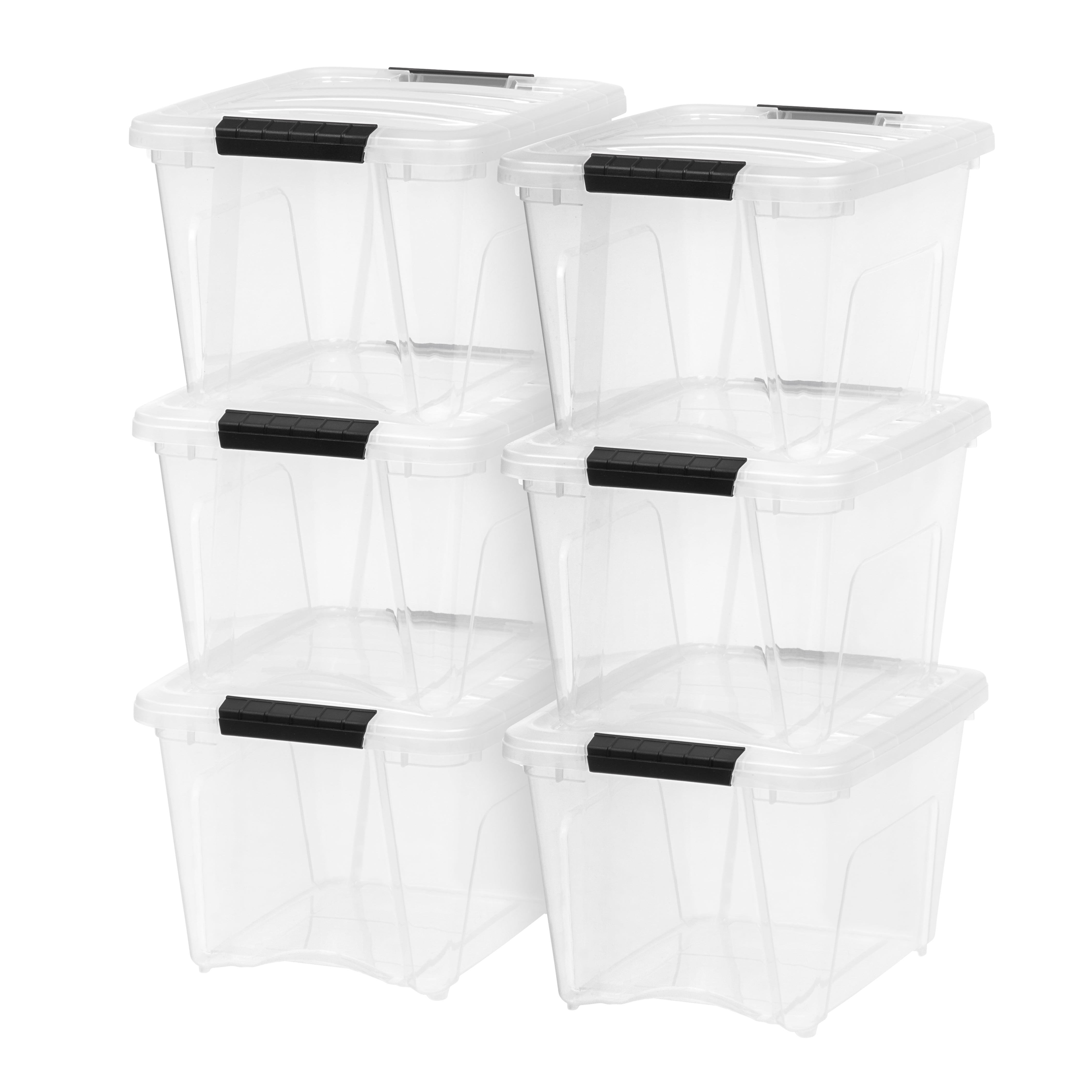 Clear Stackable Plastic Storage Bins with Lids, 19 Qt, 6 Pack