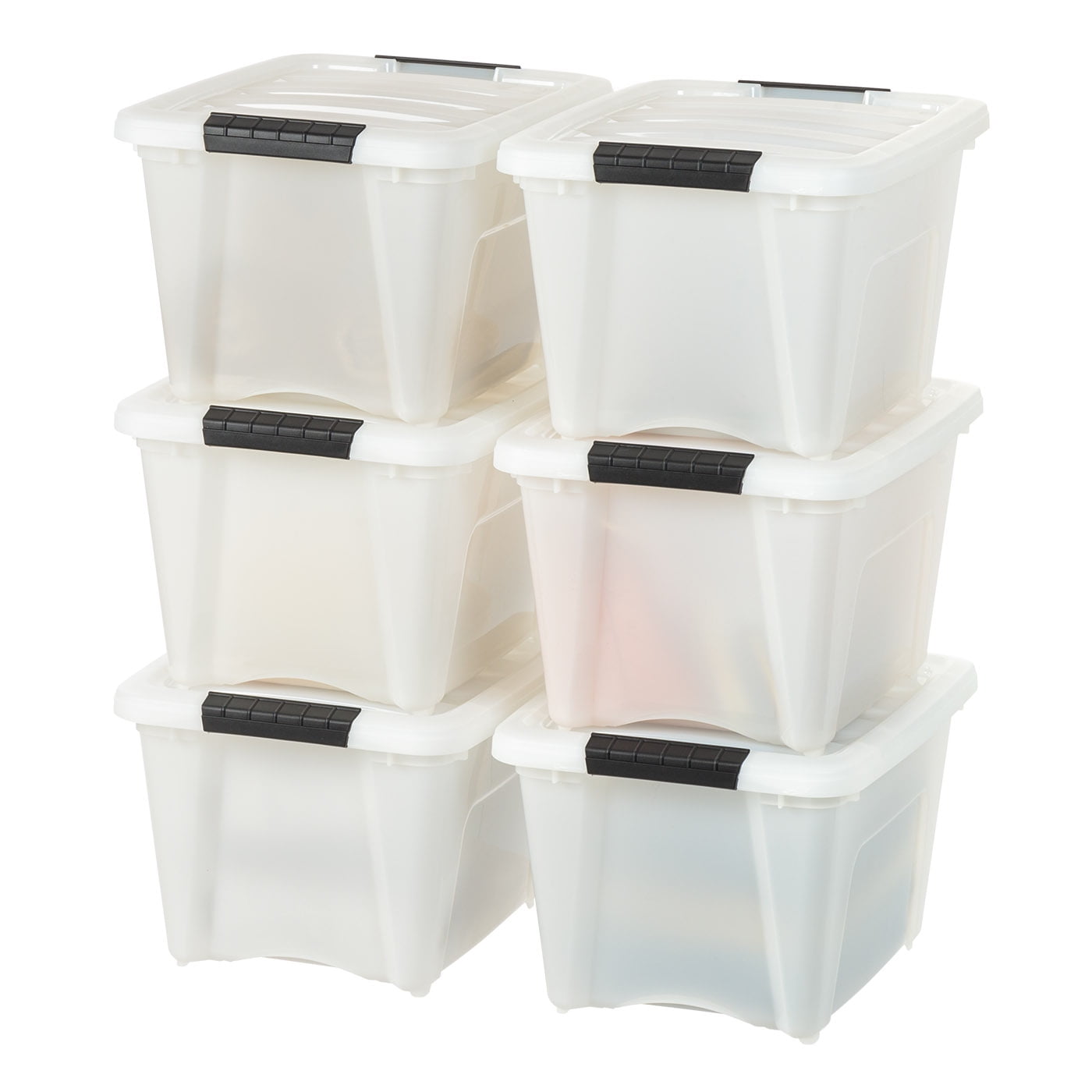 19 Qt Clear Stackable Plastic Storage Bins with Lids - 6 Pack