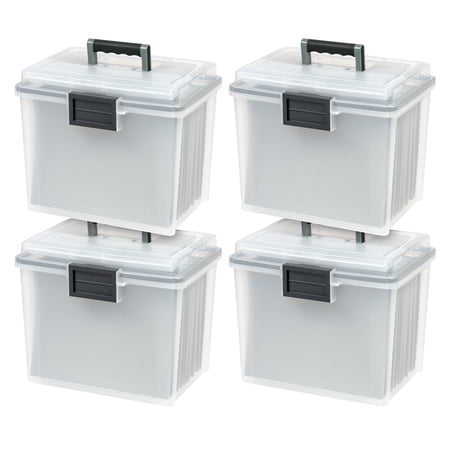 IRIS File Box Portable File Organizer Plastic File Box for Letter File w/ Organizer-Lid