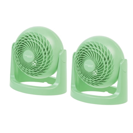 IRIS 2 Pack WOOZOO Circulator Fan, Table Air Circulator, Desk Fan, 3 Speeds, 52ft Max Air Distance, 11.5 Inches, 360° Adjustable, Low Noise, Green
