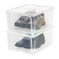 thumbnail image 1 of IRIS USA 2 Pack Wide Shoe Storage Box, Stackable and Drop Front, 1 of 5