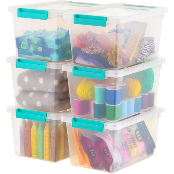 IRIS USA 2 Qt. Plastic Storage Bins Containers with Lids, 6 Pack, Small Sensory Bin, Craft Storage, Craft Organizers & Storage, Organizing Container for Home, Office & Art Supplies, Stackable, Clear