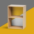 thumbnail image 1 of IRIS USA 2-Tier Wood Bookshelf with Reversible Backboard, Cube Organizer Storage, Yellow/White, 1 of 6