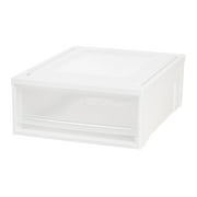 IRIS USA 22qt Plastic Clear Stackable Shallow Storage Drawers Chest Box