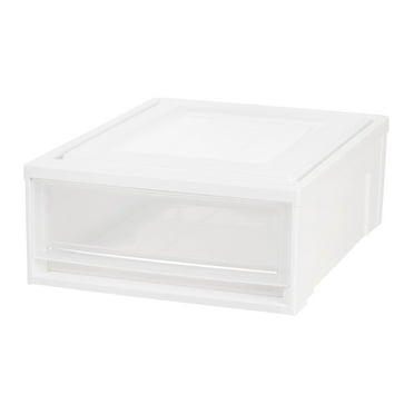 IRIS USA 22qt Plastic Clear Stackable Shallow Storage Drawers Chest Box