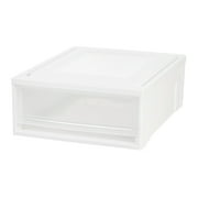 IRIS 22 Qt Plastic Clear Stackable Shallow Storage Drawers Chest Box
