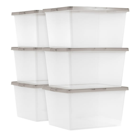 IRIS 24.5 Qt. Plastic Storage Bins with Lids, Stackable Storage Containers, Totes, 6 Pack