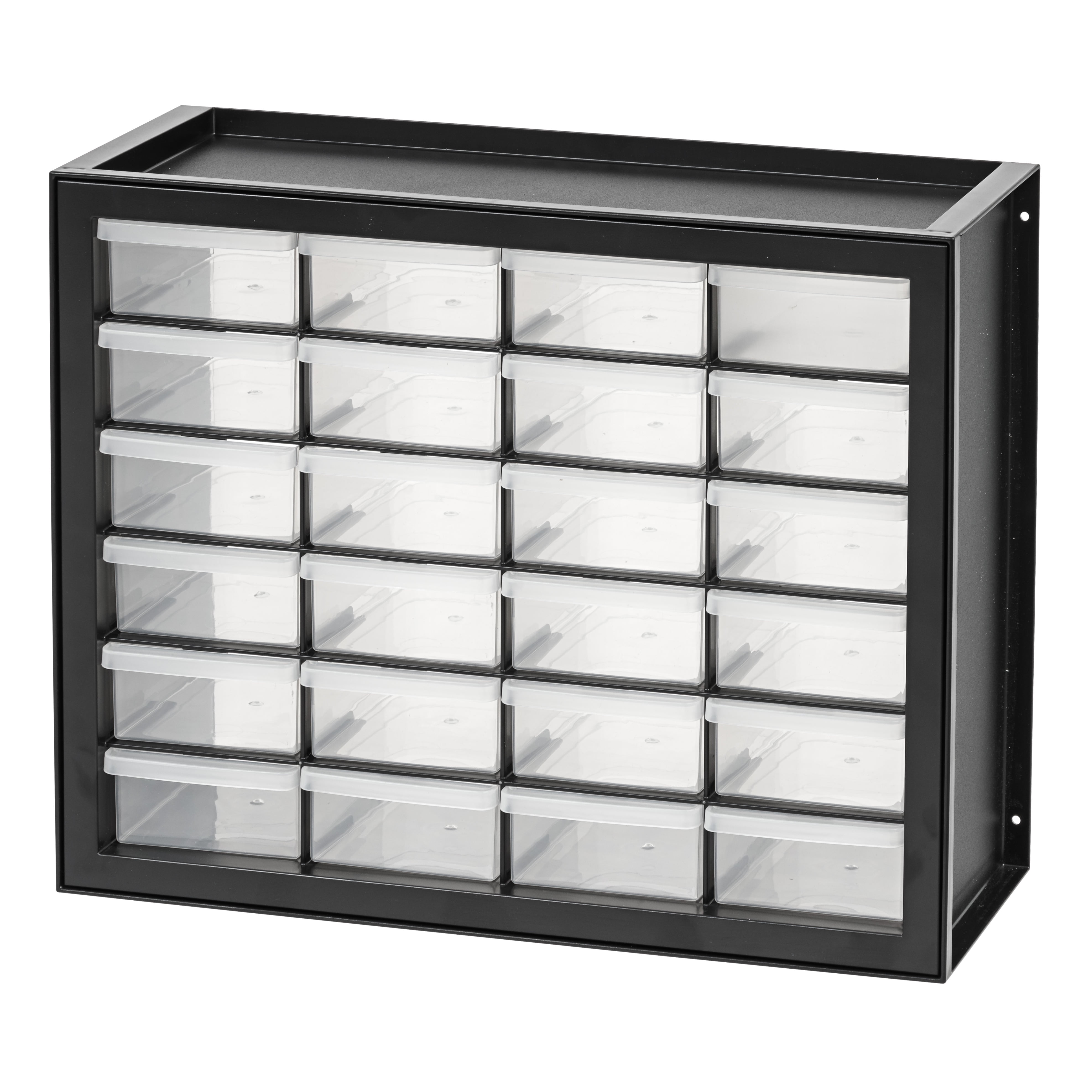 IRIS USA 24 Drawer Stackable Storage Cabinet for Hardware Crafts, Black Small Brick Organizer Utility Chest, Scrapbook Art Hobby Multiple Compartment