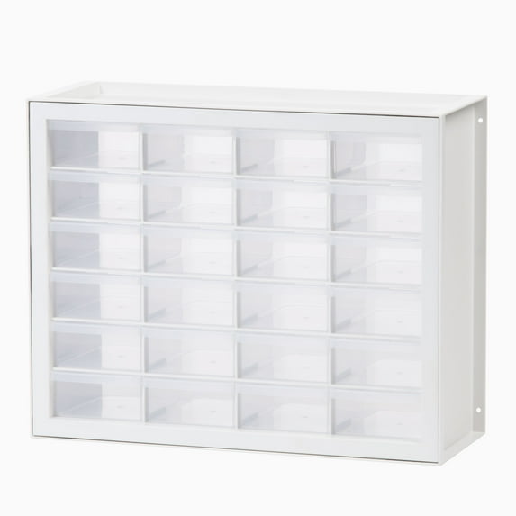IRIS USA 24 Drawer Stackable Storage Cabinet for Hardware Crafts, White - Small Organizer Utility Chest, Scrapbook Art Hobby Multiple Compartment