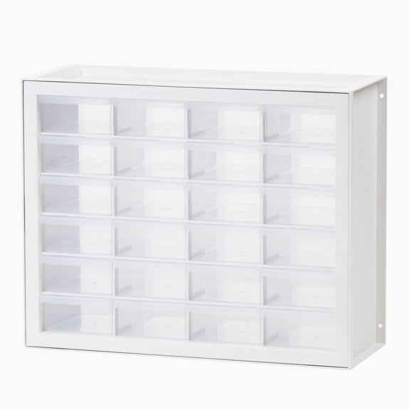 IRIS 24 Drawer Stackable Storage Cabinet for Hardware Crafts, White - Small Organizer Utility Chest