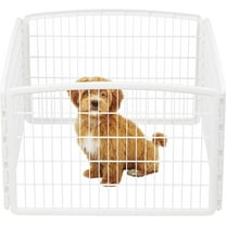 IRIS USA 24" Exercise 4-Panel Pet Playpen, Dog Playpen, Puppy Playpen, Small and Medium Dogs, Keep Pets Secure, Easy Assemble, Rust-Free, White