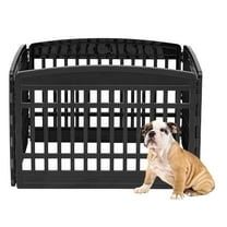 IRIS USA 24" Exercise 4-Panel Pet Playpen, Dog Playpen for Puppy Small Dogs Keep Pets Secure Easy Assemble Easy Storing Customizable Non-Skid Rubber Feet, Black