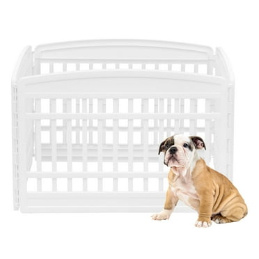 IRIS USA 24" Exercise 4-Panel Pet Playpen, Dog Playpen for Puppy Small Dogs Keep Pets Secure Easy Assemble Easy Storing Customizable Non-Skid Rubber Feet, White