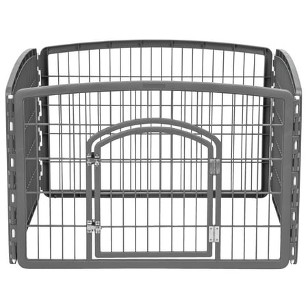 IRIS 24" Exercise 4-Panel Pet Playpen with Door, Dog Playpen, Puppy Playpen, Small and Medium Dogs, Keep Pets Secure