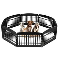 IRIS USA 24" Exercise 8-Panel Pet Playpen, Dog Playpen, Puppy Playpen, for Small and Medium Dogs, Keep Pets Secure, Easy Assemble, Fold It Down, Easy Storing, Customizable, Black