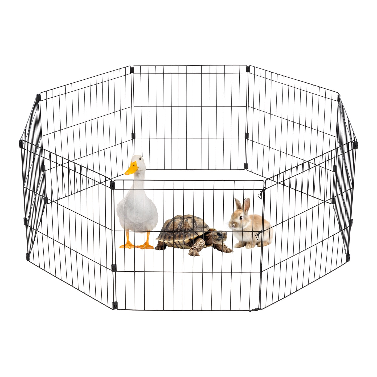 Black 24" Metal 8-Panel Pet Playpen