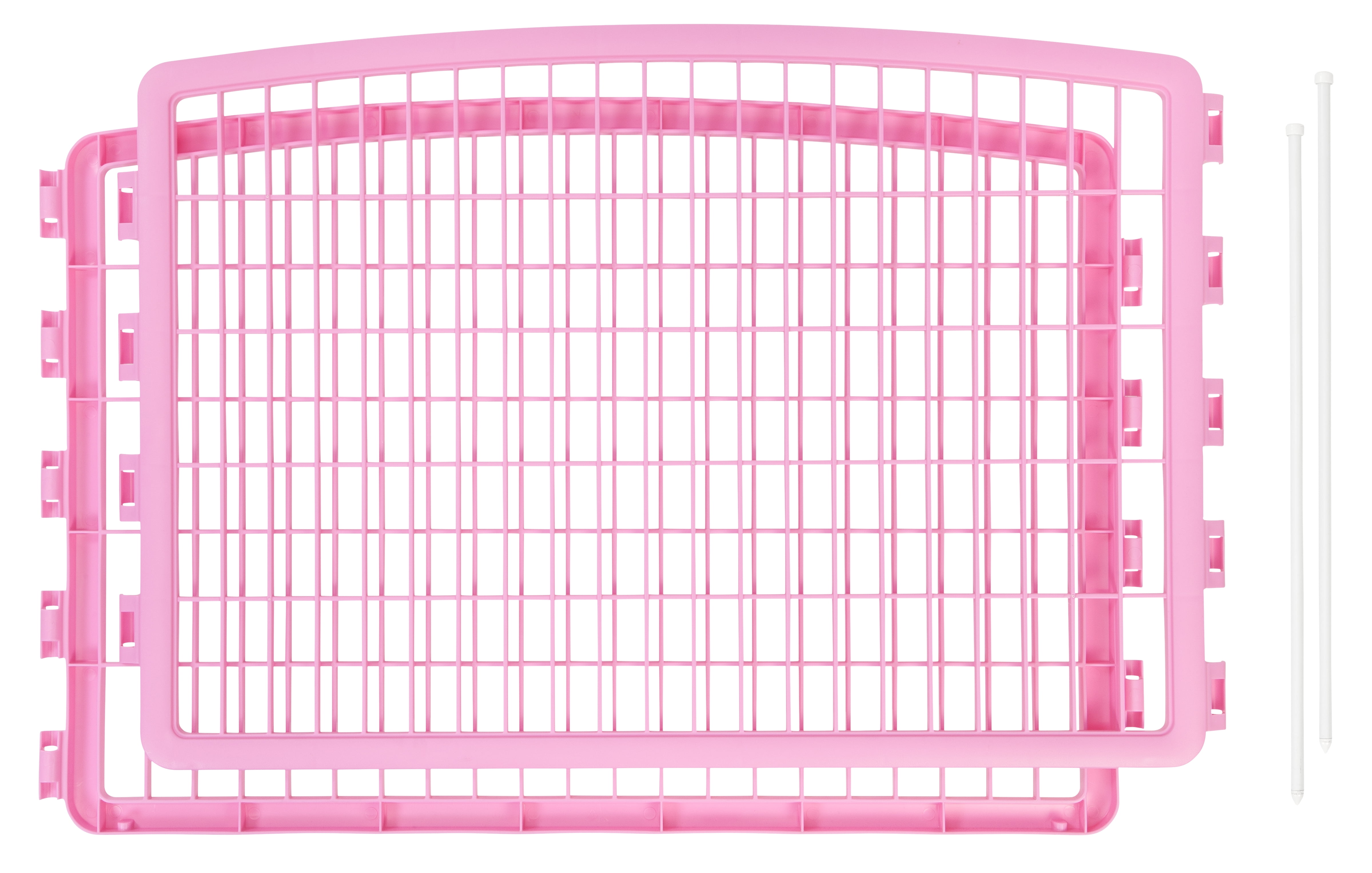 IRIS USA 24'' Pet Playpen 2 Panel Add-On with Connecting Rods, Dog Playpen, Puppy Small Medium Dogs, Heavy-Duty Molded Plastic, Rust-Free, Pink