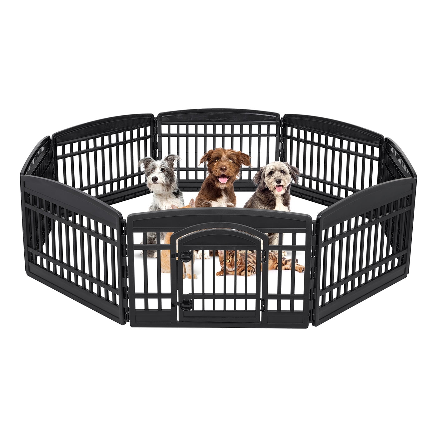 IRIS USA 24 inch Dog Playpen Pet Exercise Pen with Door 4 to 8