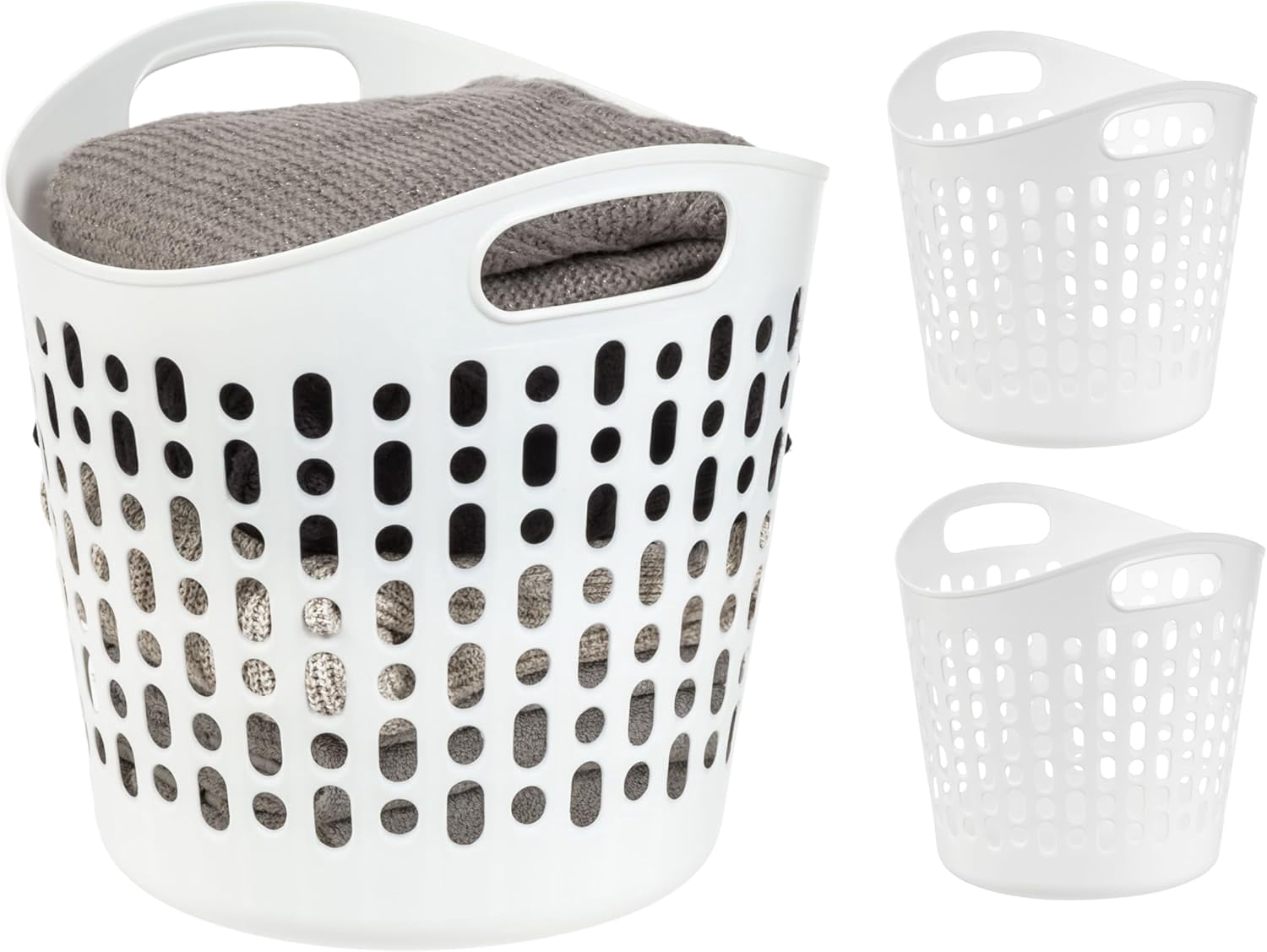 IRIS 27 L Plastic Laundry Basket with Ventilation Holes, Flexible Clothes Hamper for Laundry Room Bedroom Bathroom