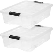 IRIS 27 Qt Stackable Plastic Storage Bins with Lids, Pearl, 2Pk
