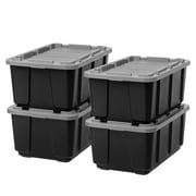 IRIS USA 27Gal/108Qt 4 Pack Large All-Weather Heavy-Duty Stackable Storage Plastic Bin Tote Container with Quick Snap Lid, (30" L x 20" W x 14" H)