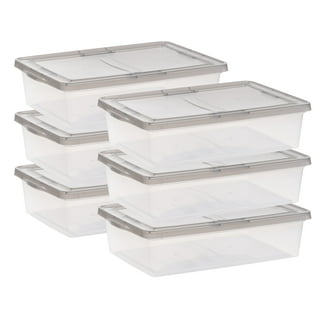 Stack and Pull Latching Flat Lid Storage Box 3.23 gal 10.9 x 16.5 x 6.5 Clear/Translucent Blue