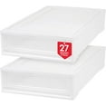 thumbnail image 1 of IRIS USA 2Pack 27.5qt Plastic Under Bed Storage Containers with Sliding Organizer Drawers, White, 1 of 6