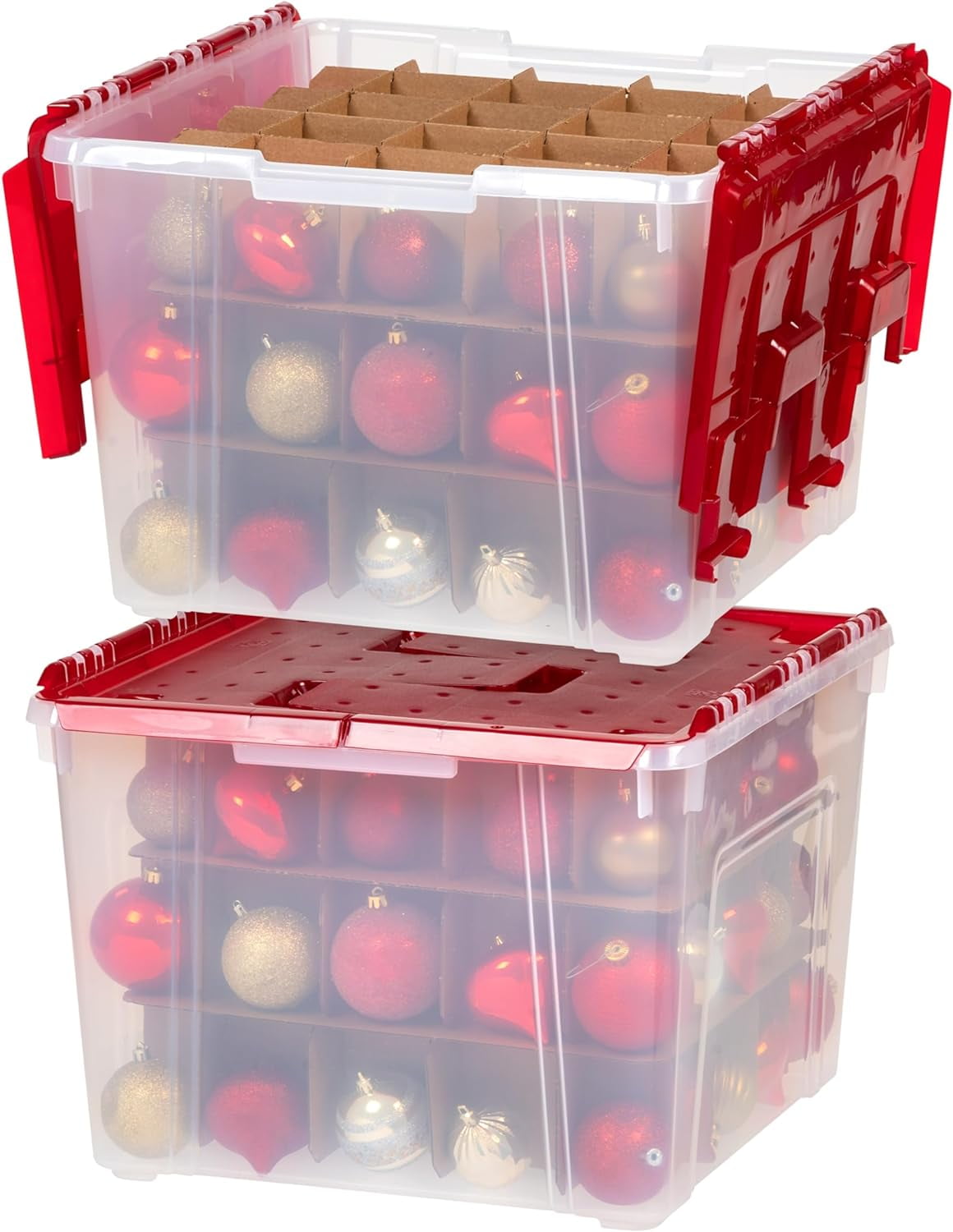  IRIS USA 19 Quart Stackable Plastic Holiday Storage Bins with  Lids and Latching Buckles, 4 Pack - Clear/Red, Durable Containers for Long  Term Storage Festive Seasonal Decorations Garlands Stockings : Everything  Else