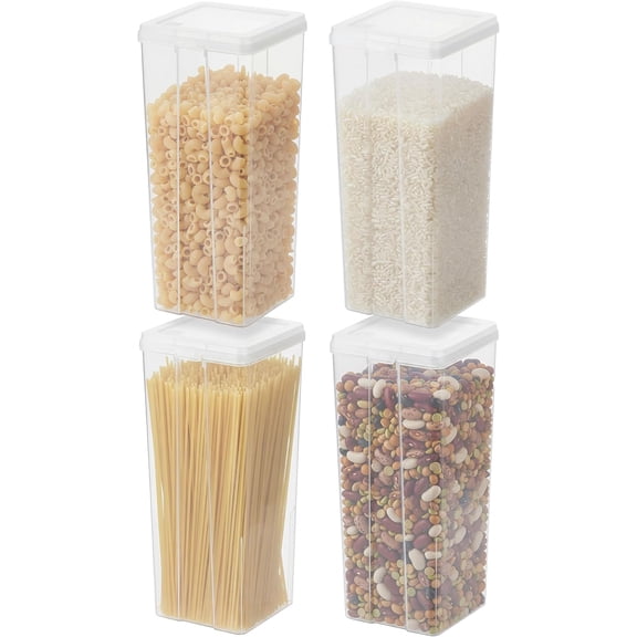 IRIS 3.9 Qt Food Storage Containers with Flip-Top Lid, Stackable Pantry & Kitchen Containers, Clear, 4Pk