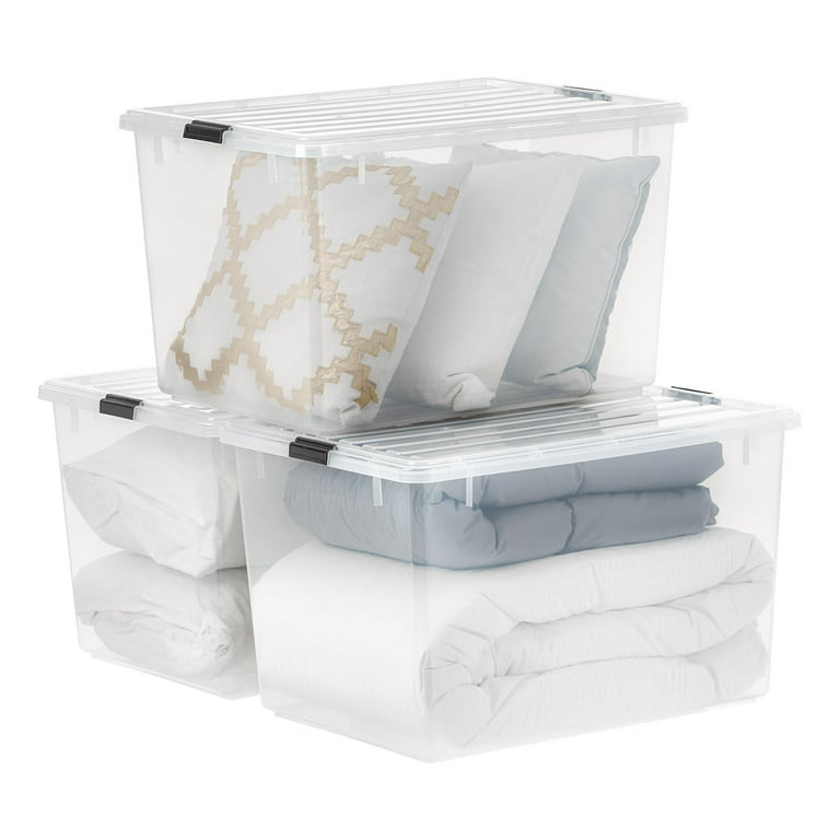 IRIS USA 12 Pack 17 Qt. Plastic Storage Container Bin with Latching Lid,  Clear 