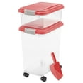 thumbnail image 1 of IRIS USA 3-Piece 41 Lbs/45 Qt WeatherPro Airtight Pet Food Storage Container Combo with Scoop and Treat Box for Dog Cat and Bird Food, Red, 1 of 3