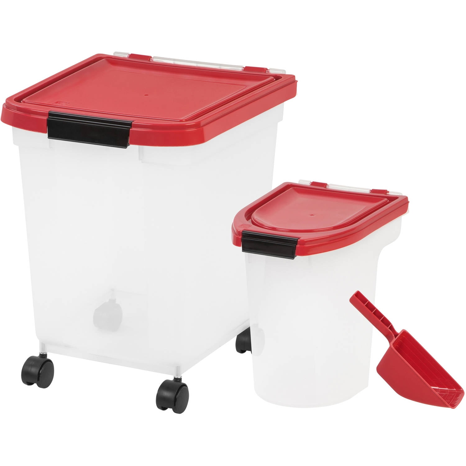 IRIS USA, 3Piece Airtight Dog or Cat Food Container, Red