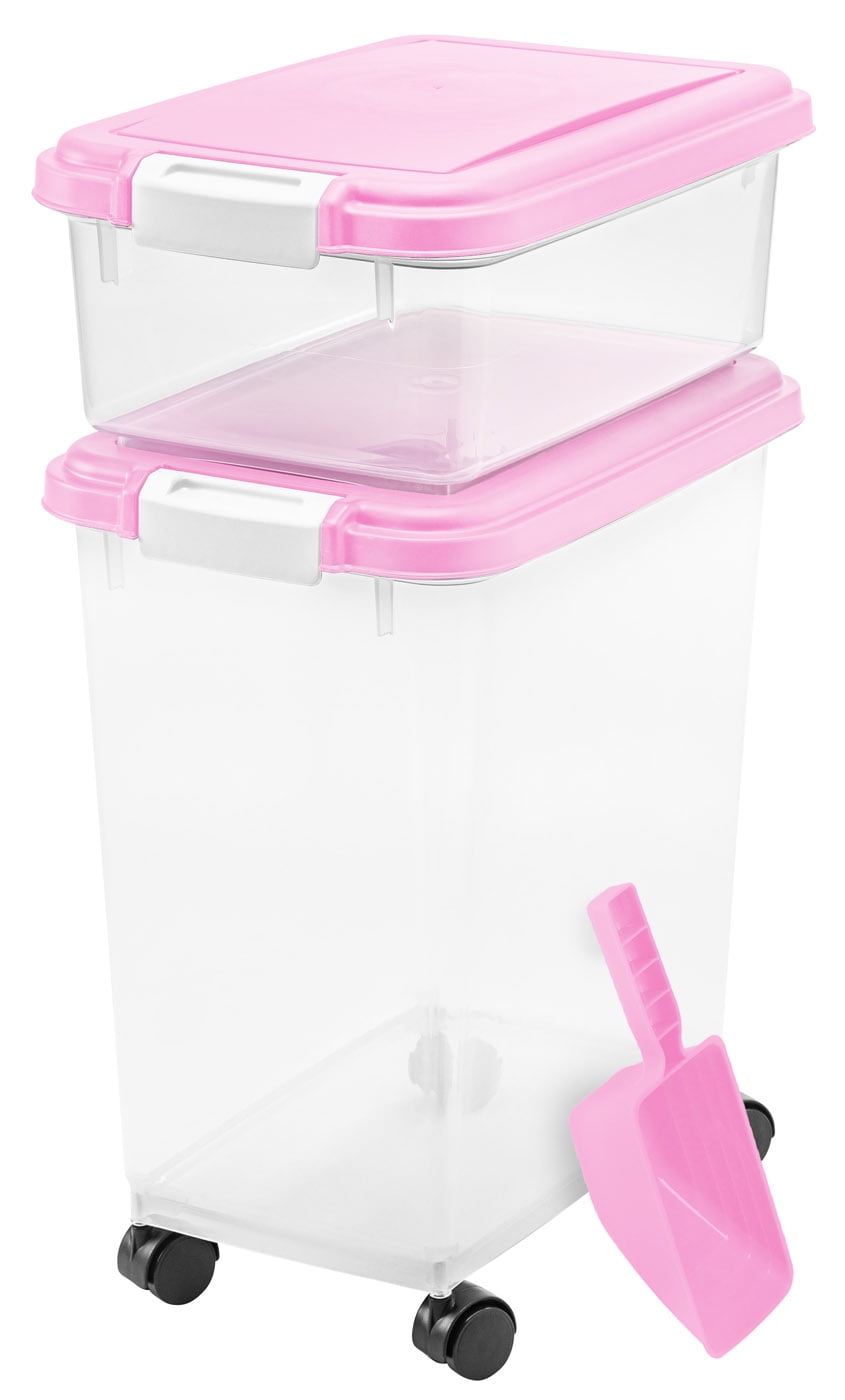 IRIS USA, 3-Piece Airtight Pet Food Container Combo, Pink