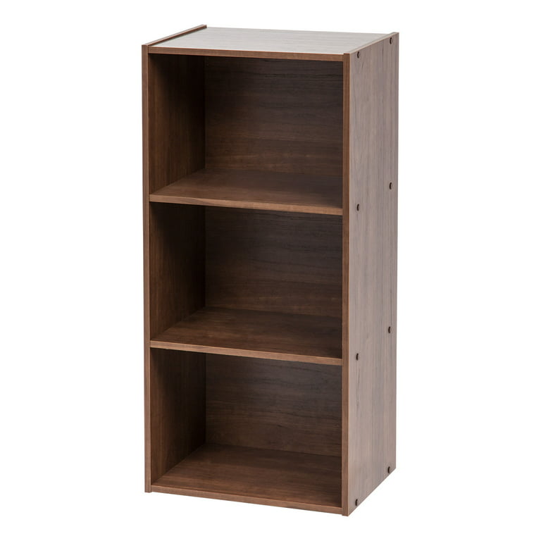 IRIS USA 3-Tier Basic Wood Bookcase Storage Shelf, Dark Brown 
