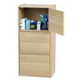 thumbnail image 1 of IRIS USA 3 Tier Cabinet with Magnetic Doors, Natural, 1 of 6