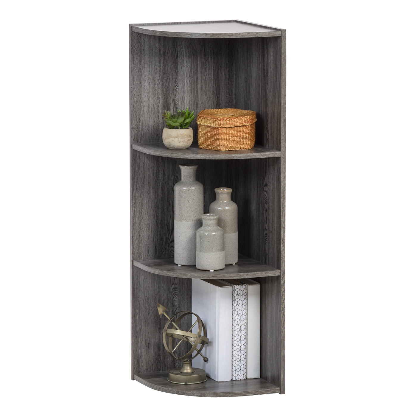 IRIS USA 3-Tier Corner Curved Shelf Organizer, Gray