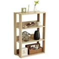 thumbnail image 1 of IRIS USA 3 Tier Height Adjustable Wooden Bookshelf, Simple Wide Bookcase, Light Brown, 1 of 1