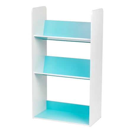 IRIS 3 Tier Tilted Shelf Book Rack, Blue and White