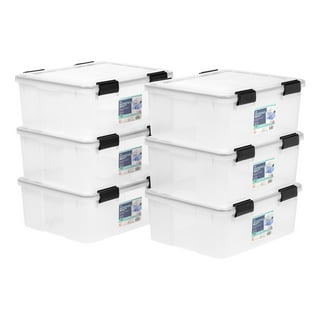 IRIS USA 7 Quart WEATHERPRO Plastic Storage Box with Durable Lid and Seal  and Secure Latching Buckles, 6 Pack, Weathertight, Keep Dust and Moisture  Out, Clear/Black 