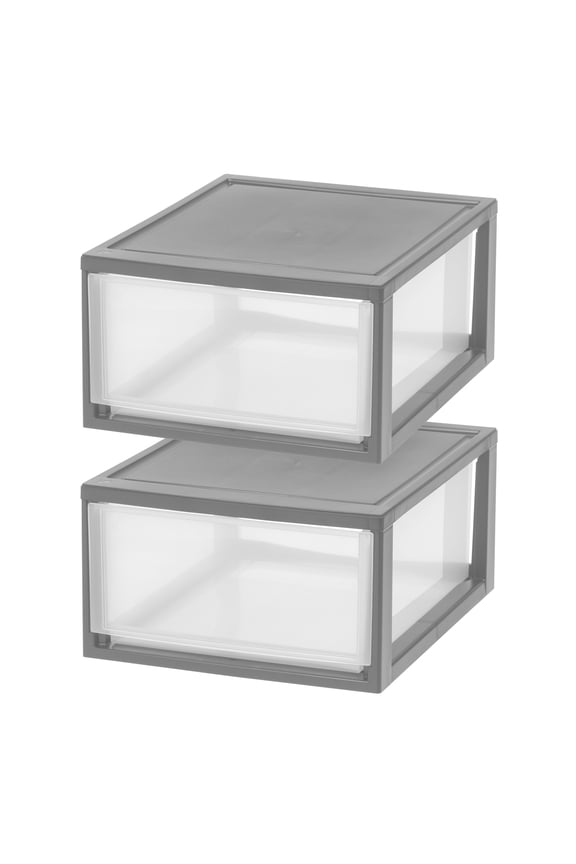 IRIS 30 Qt Large Plastic Drawers, Under Bed Storage Bins, Stackable, Modular, 2Pk