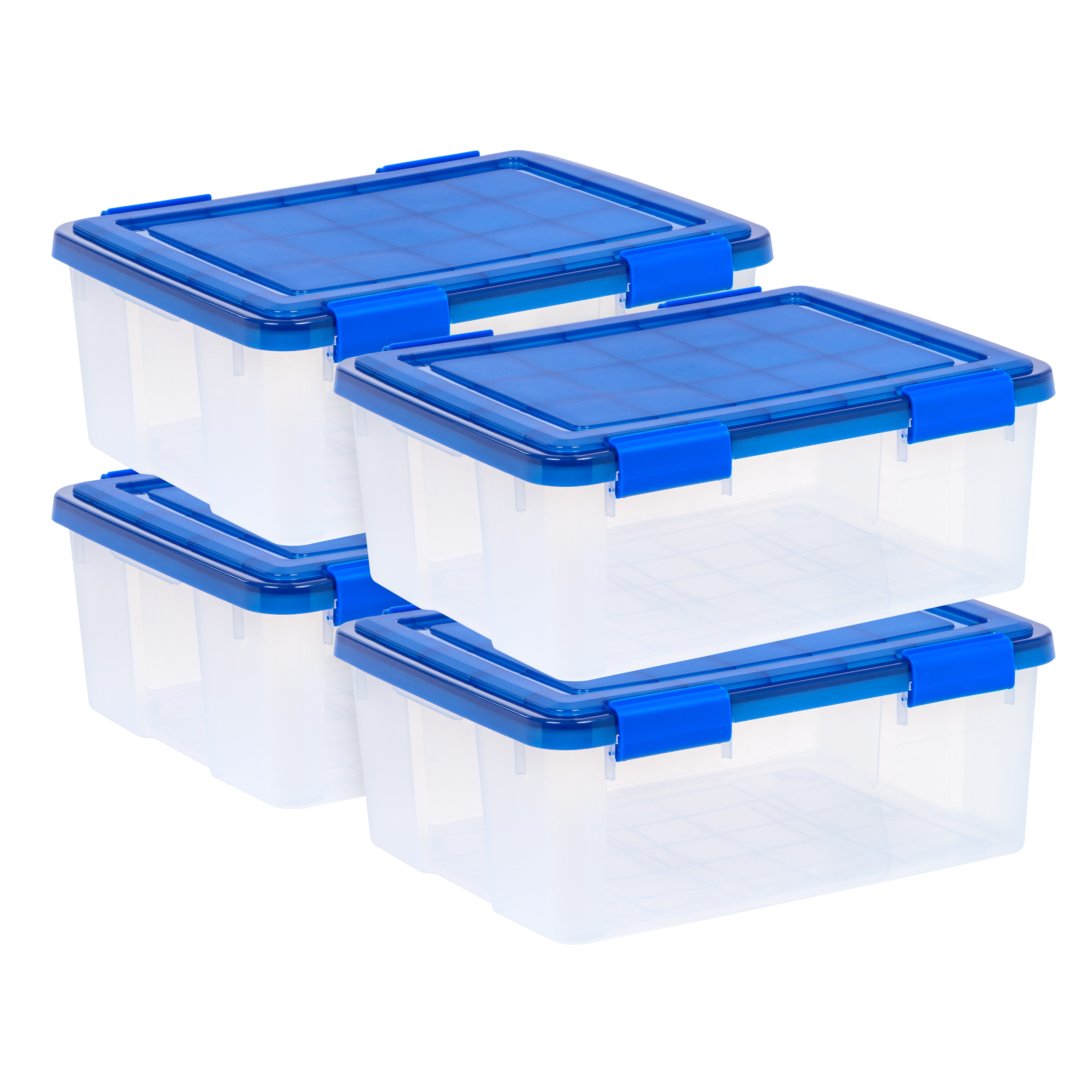 IRIS 30 Qt. Plastic Storage Bins with Sealed Lids, Clear Gasket Box, Airtight Containers 4Pk