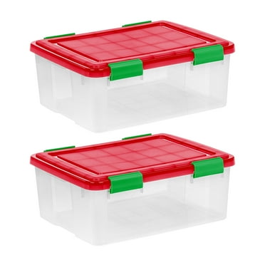 IRIS 30 Qt. Plastic Storage Bins with Sealed Lids, Holiday Gasket Box, Airtight Containers 2Pk